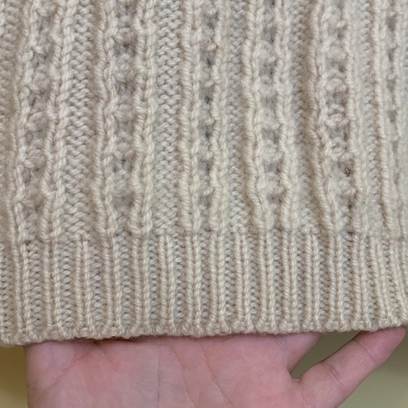 Gaeltarra | Cream New Wool Irish Fisherman Full Zip Collared Cardigan Sweater M - Picture 11 of 17